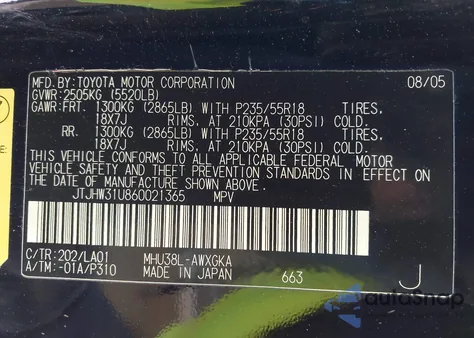 2006 Lexus Rx 400H z USA, uszkodzony, nr VIN JTJHW31U860021365